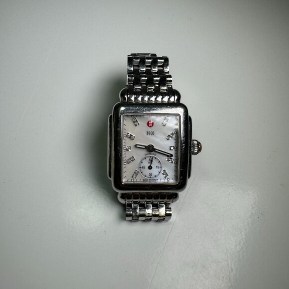 Michele Stainless Steel Diamond Deco Chronograph Watch